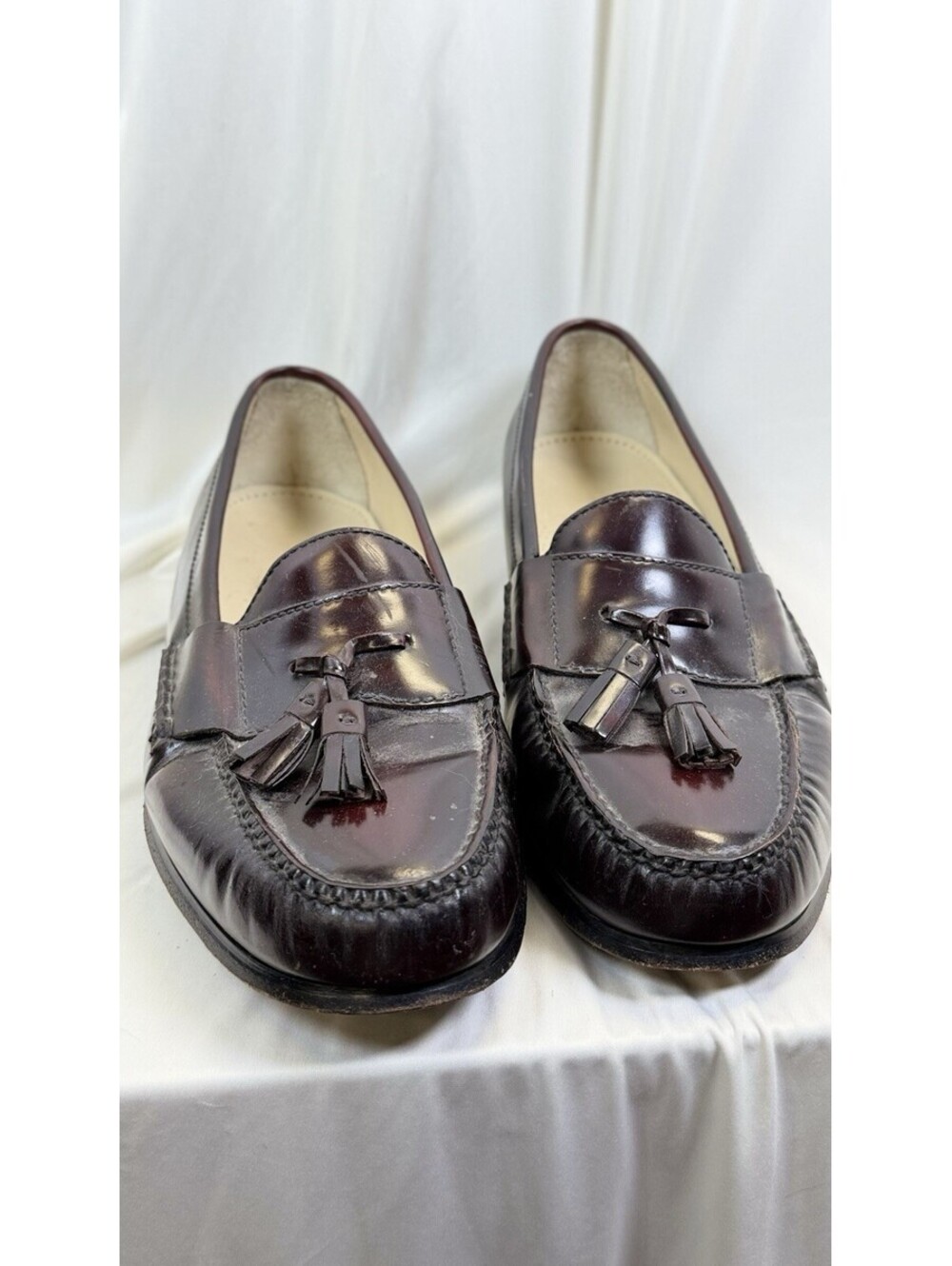 Cole Haan Men's Pinch Tassel Loafers Shiny Burgundy Patent Leather, Size 11 D